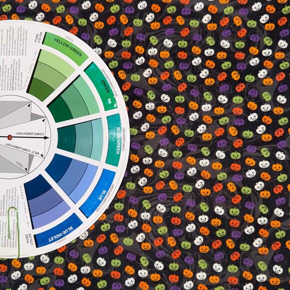 Mini Pumpkins in Orange, Green & Purple Halloween Cotton Fabric - 2/3 Yard - Picture 5 of 8